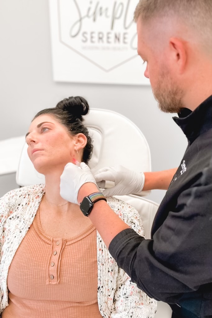 A Female getting injection on near neck | EZ-PRF in St. Cloud, MN | Simply Serene Wellness and Aesthetics